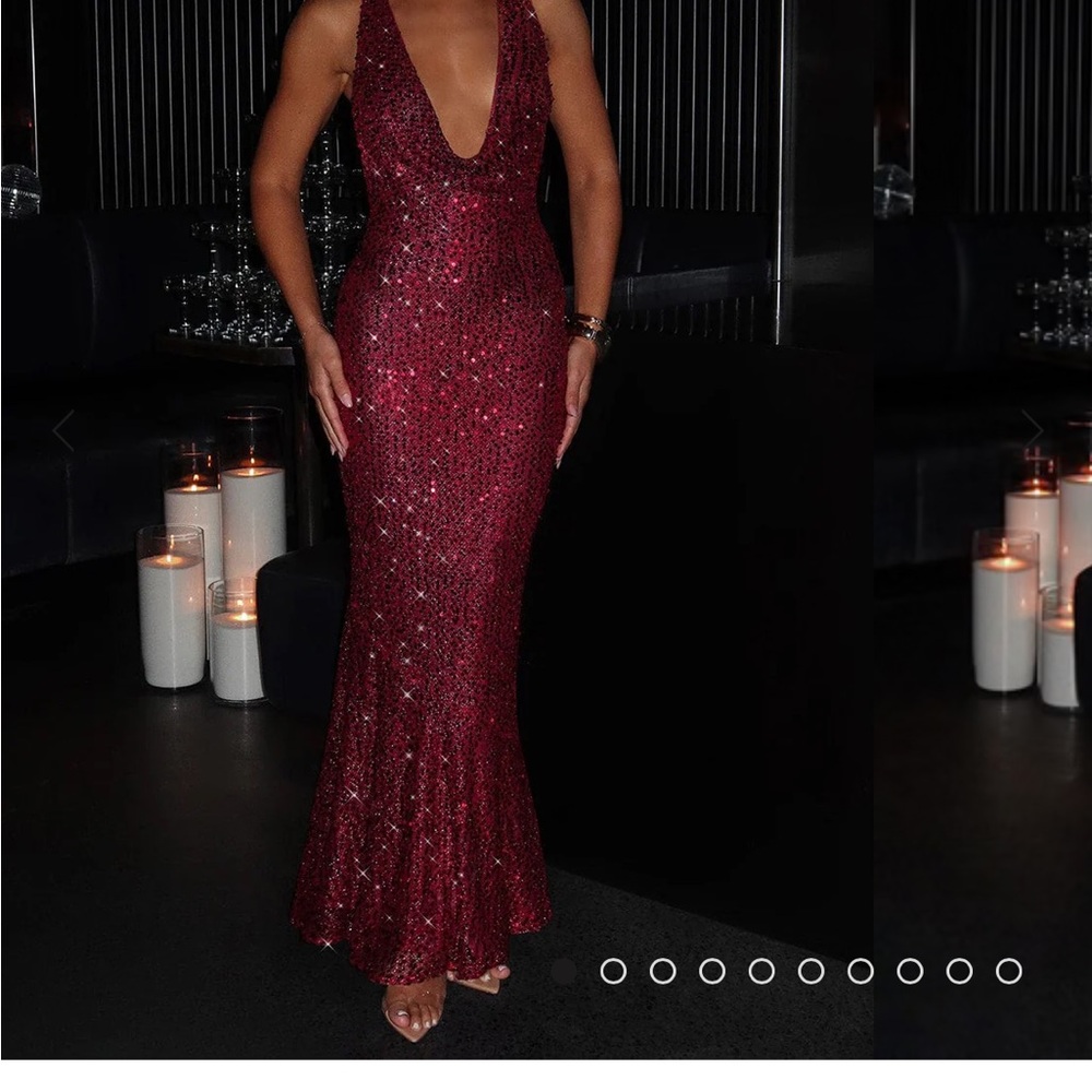 LORENA MAXI DRESS - WINE LINED